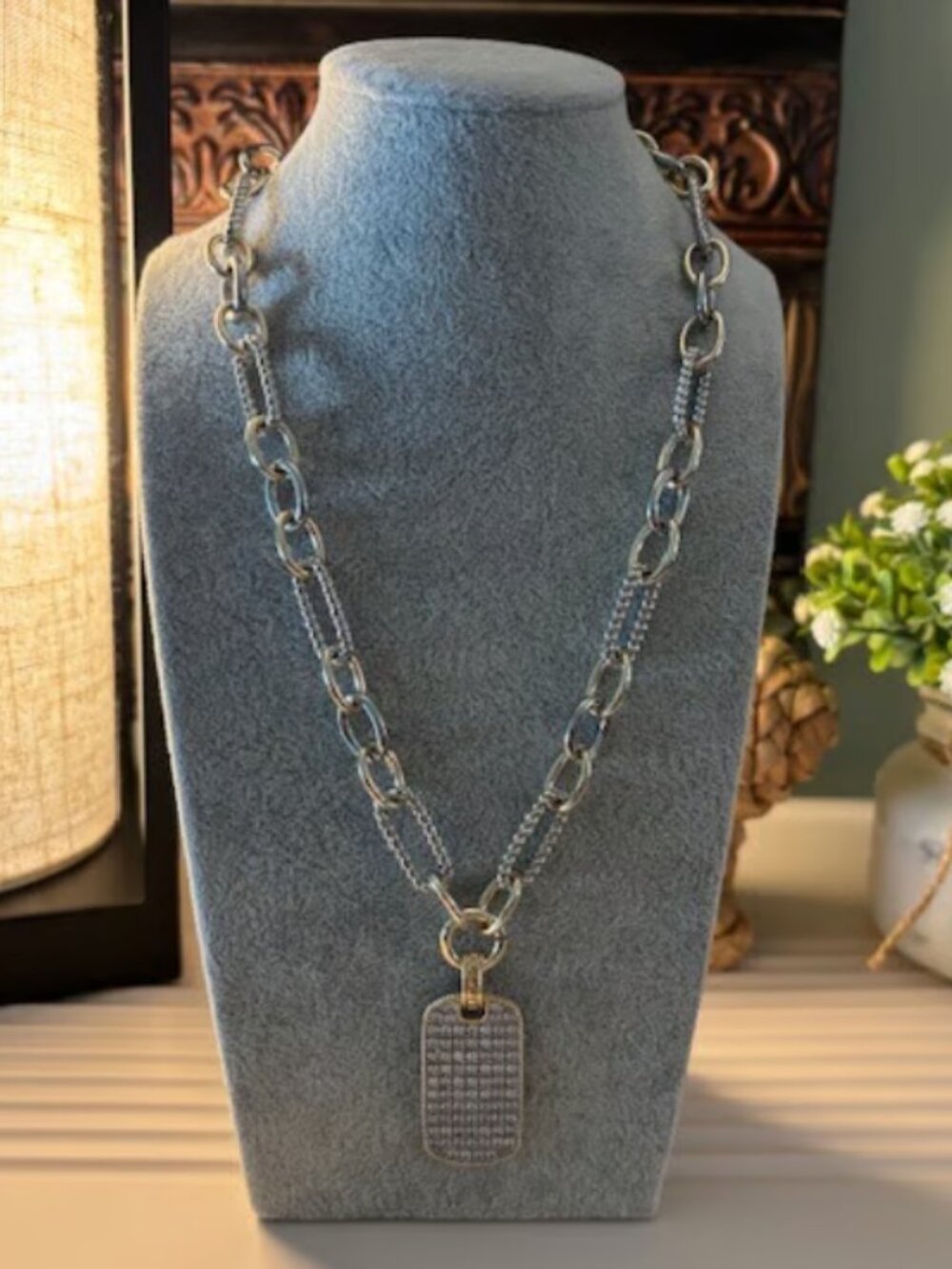 Mixed Metal (silver and gold) Dog Tag Necklace